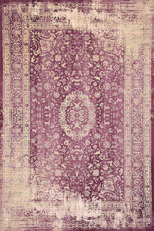 Blossom Vintage Desenli Pamuk Tabanlı Yıkanabilen Kaydırmaz Antibakteriyel Şönil Salon Halısı - Aydahome