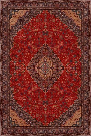Marigold Vintage Desenli Pamuk Tabanlı Yıkanabilen Kaydırmaz Antibakteriyel Şönil Salon Halısı - Aydahome