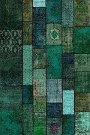 Trunk Patchwork Desenli Pamuk Tabanlı Yıkanabilen Kaydırmaz Antibakteriyel Şönil Salon Halısı - Aydahome