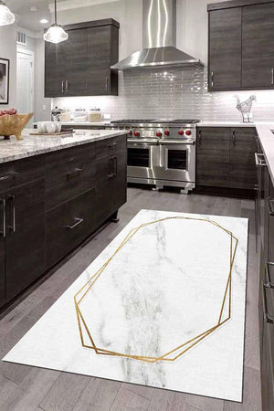 Hardy Modern Şönil Pamuk Tabanlı Yıkanabilen Kaydırmaz Antibakteriyel Mutfak Halısı - Aydahome