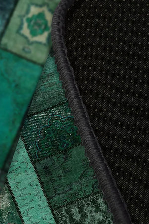 Trunk Patchwork Desenli Pamuk Tabanlı Yıkanabilen Kaydırmaz Antibakteriyel Şönil Salon Halısı - Aydahome