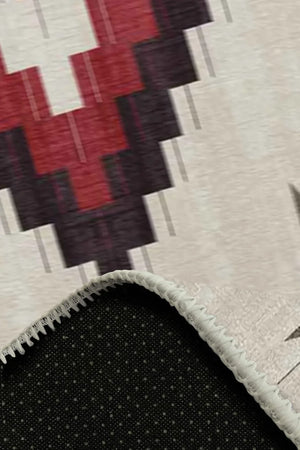 Misty Kilim Desenli Pamuk Tabanlı Yıkanabilen Kaydırmaz Antibakteriyel Şönil Salon Halısı - Aydahome