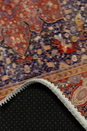 Arpiar Vintage Desenli Şönil Pamuk Tabanlı Yıkanabilen Kaydırmaz Antibakteriyel Salon Halısı - Aydahome