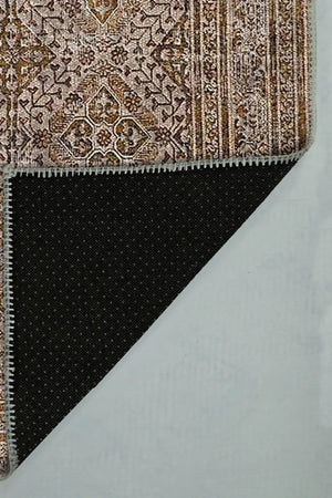 Allix Vintage Desenli Şönil Pamuk Tabanlı Yıkanabilen Kaydırmaz Antibakteriyel Salon Halısı - Aydahome