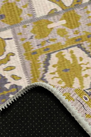 Alder Patchwork Desenli Şönil Pamuk Tabanlı Yıkanabilen Kaydırmaz Antibakteriyel Salon Halısı - Aydahome