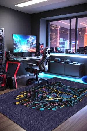Captain Modern Şönil Gamer Halısı Pamuk Tabanlı Yıkanabilen Kaymaz Genç Odası Oyuncu Gaming Halısı - Aydahome