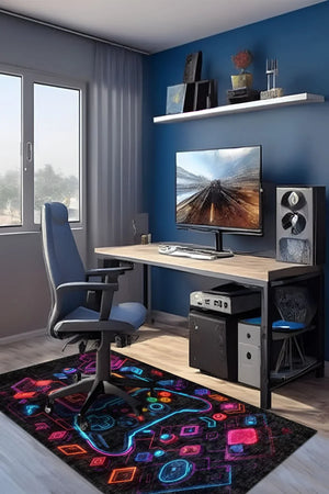 Console Modern Şönil Gamer Halısı Pamuk Tabanlı Yıkanabilen Kaymaz Genç Odası Oyuncu Gaming Halısı - Aydahome