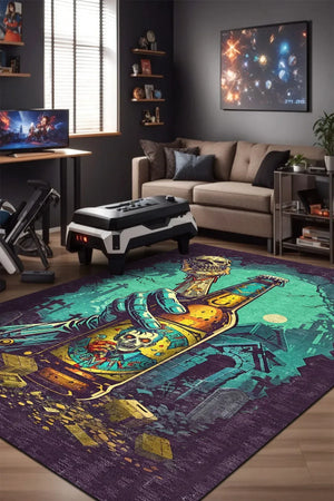 Crue Modern Şönil Gamer Halısı Pamuk Tabanlı Yıkanabilen Kaymaz Genç Odası Oyuncu Gaming Halısı - Aydahome