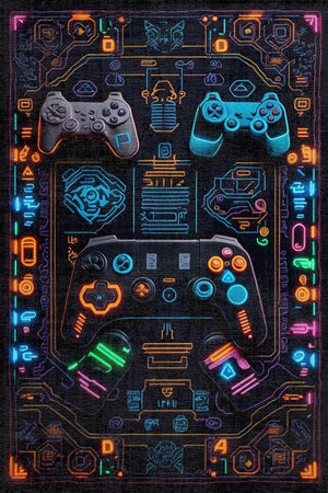 Nerf Modern Şönil Gamer Halısı Pamuk Tabanlı Yıkanabilen Kaymaz Genç Odası Oyuncu Gaming Halısı - Aydahome