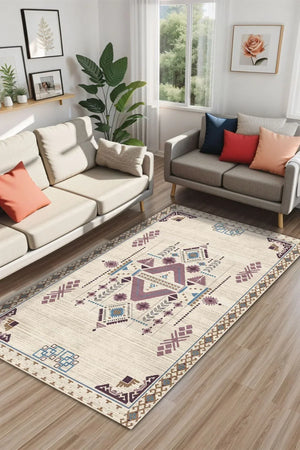 Plum Modern Kadife Yıkanabilir Kaymaz Pamuk Tabanlı Antibakteriyel Salon Halısı - Aydahome