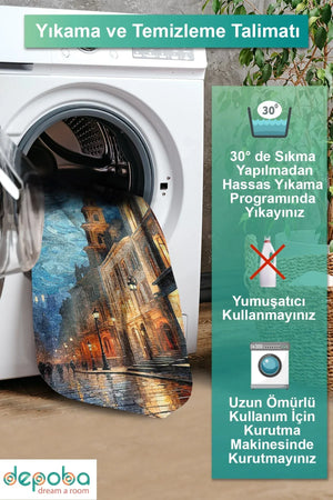 Manz Modern Kadife Yıkanabilir Kaymaz Pamuk Tabanlı Antibakteriyel Salon Halısı - Aydahome