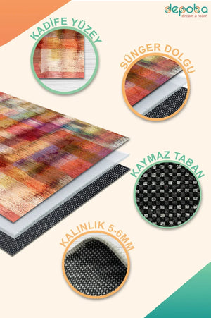 Shoda Modern Kadife Yıkanabilir Kaymaz Pamuk Tabanlı Antibakteriyel Salon Halısı - Aydahome