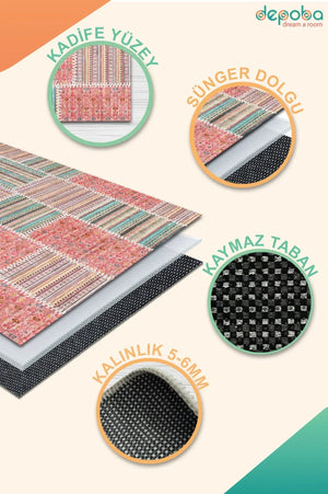 Henry Modern Kadife Yıkanabilir Kaymaz Pamuk Tabanlı Antibakteriyel Salon Halısı - Aydahome