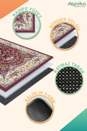 Jesse Modern Kadife Yıkanabilir Kaymaz Pamuk Tabanlı Antibakteriyel Salon Halısı - Aydahome
