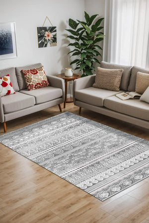 Lima Vintage Kadife Yıkanabilir Kaymaz Pamuk Tabanlı Antibakteriyel Salon Halısı - Aydahome