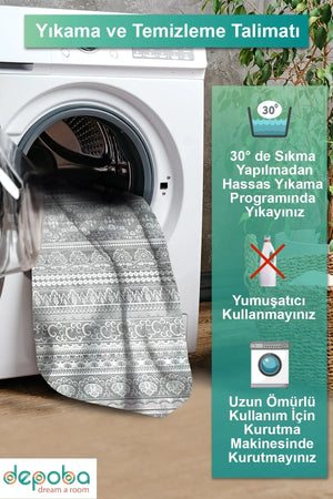 Lima Vintage Kadife Yıkanabilir Kaymaz Pamuk Tabanlı Antibakteriyel Salon Halısı - Aydahome