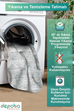 Vonno Modern Kadife Yıkanabilir Kaymaz Pamuk Tabanlı Antibakteriyel Salon Halısı - Aydahome
