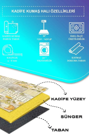Sarahis Modern Kadife Desenli Pamuk Tabanlı Yıkanabilen Kaydırmaz Antibakteriyel Mutfak Halısı - Aydahome