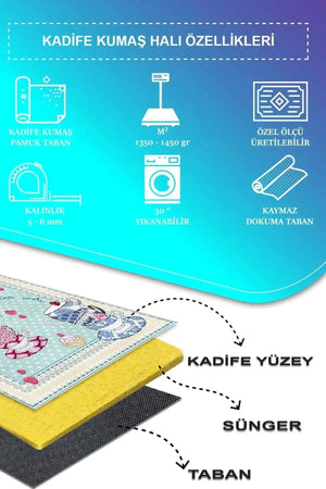 Odaly Modern Kadife Modern Pamuk Tabanlı Yıkanabilen Kaydırmaz Antibakteriyel Mutfak Halısı - Aydahome