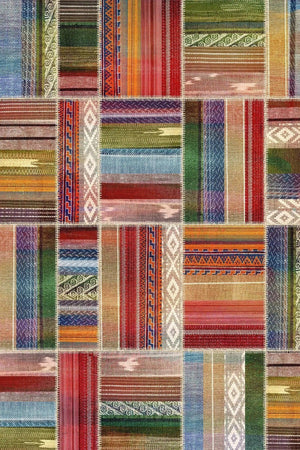 Bitsy Patchwork Kadife Modern Pamuk Tabanlı Yıkanabilen Kaydırmaz Antibakteriyel Salon Halısı - Aydahome