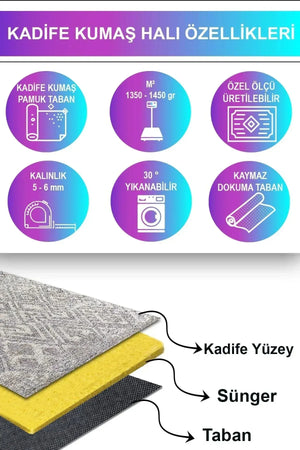 Blackshade Modern Kadife Pamuk Taban Kaymaz Yıkanabilen Antibakteriyel Salon Halısı Mutfak Kilim - Aydahome