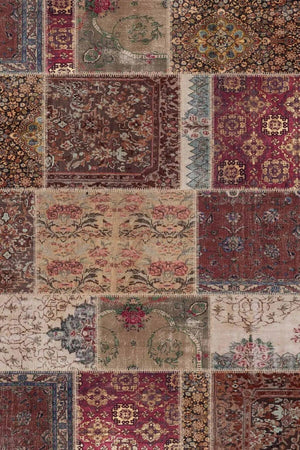 Cortez Patchwork Kadife Desenli Pamuk Tabanlı Yıkanabilen Kaydırmaz Antibakteriyel Salon Halısı - Aydahome