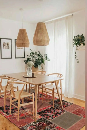 Feran Modern Kadife Patchwork Desenli Pamuk Tabanlı Yıkanabilen Kaymaz Antibakteriyel Salon Halısı - Aydahome