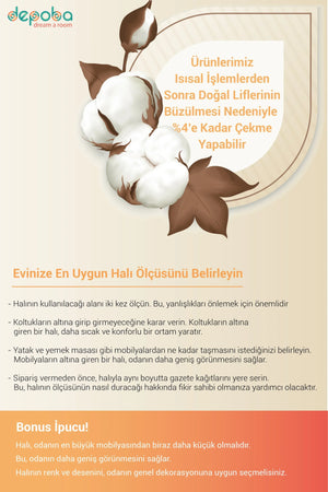 Müvera Vintage Desenli Pamuk Tabanlı Yıkanabilen Kaydırmaz Antibakteriyel Şönil Salon Halısı - Aydahome