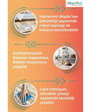 Lucela Modern Şönil Antibakteriyel Yıkanabilir Kaymaz Pamuk Tabanlı Çocuk Halısı - Aydahome