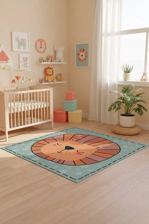 Marta Modern Şönil Antibakteriyel Yıkanabilir Kaymaz Pamuk Tabanlı Kare Çocuk Halısı - Aydahome