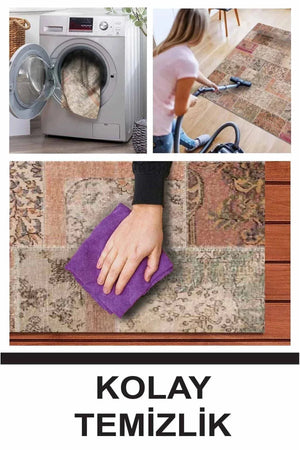 Mora Modern Kadife Desenli Pamuk Tabanlı Yıkanabilen Kaydırmaz Antibakteriyel Yuvarlak Salon Halısı - Aydahome