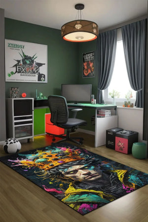 Punks Modern Kadife Oyuncu Odası Halısı Kadife Kaymaz Pamuk Tabanlı Yıkanabilir Antibakteriyel Gamer - Aydahome