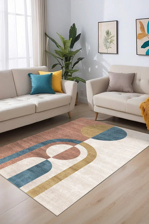 Sarema Modern Kadife Yıkanabilir Kaymaz Pamuk Tabanlı Antibakteriyel Salon Halısı - Aydahome