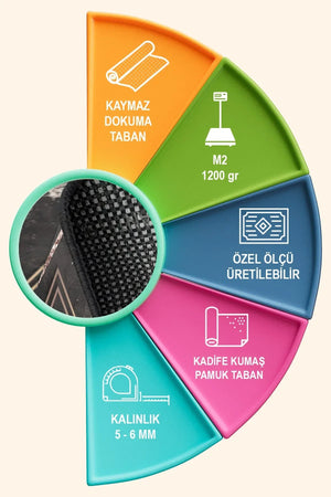 Pazera Modern Kadife Yıkanabilir Kaymaz Pamuk Tabanlı Antibakteriyel Salon Halısı - Aydahome
