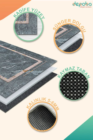 Faran Modern Kadife Yıkanabilir Kaymaz Pamuk Tabanlı Antibakteriyel Salon Halısı - Aydahome
