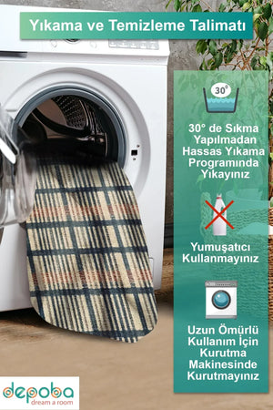 Camen Modern Kadife Yıkanabilir Kaymaz Pamuk Tabanlı Antibakteriyel Salon Halısı - Aydahome