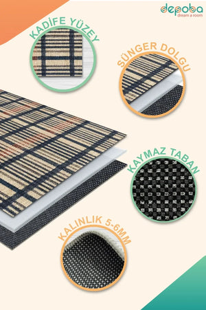 Camen Modern Kadife Yıkanabilir Kaymaz Pamuk Tabanlı Antibakteriyel Salon Halısı - Aydahome