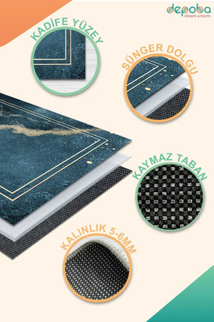 Derpa Modern Kadife Yıkanabilir Kaymaz Pamuk Tabanlı Antibakteriyel Salon Halısı - Aydahome