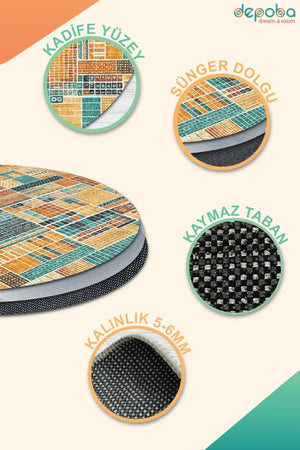 Abela Modern Kadife Yıkanabilir Kaymaz Pamuk Tabanlı Antibakteriyel Yuvarlak Halı - Aydahome