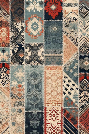 Saude Şönil Vintage Desenli Pamuk Taban Kaymaz Yıkanabilen Antibakteriyel Salon Halısı - Aydahome