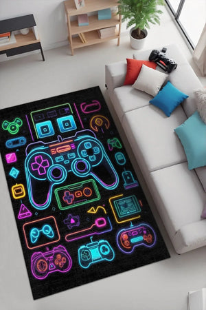 Space Modern Şönil Gamer Halısı Pamuk Tabanlı Yıkanabilen Kaymaz Genç Odası Oyuncu Gaming Halısı - Aydahome