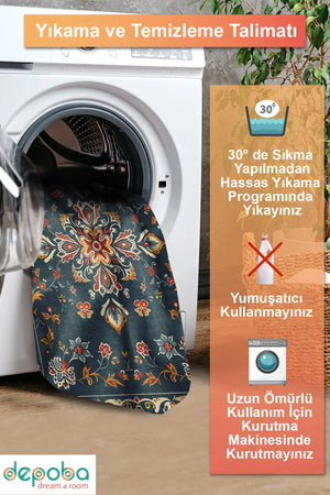 Andara Vintage Şönil Doğal Pamuk Tabanlı Salon Halısı Kaymaz Antibakteriyel Yıkanabilir Çevre Dostu - Aydahome