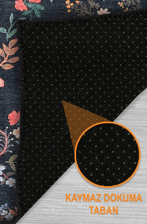 Karane Vintage Şönil Doğal Pamuk Tabanlı Salon Halısı Kaymaz Antibakteriyel Yıkanabilir Çevre Dostu - Aydahome