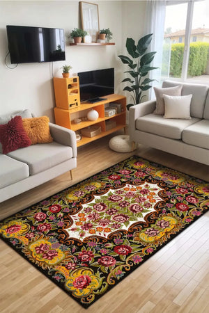 Marlo Modern Kadife Yıkanabilir Kaymaz Pamuk Tabanlı Antibakteriyel Salon Halısı - Aydahome