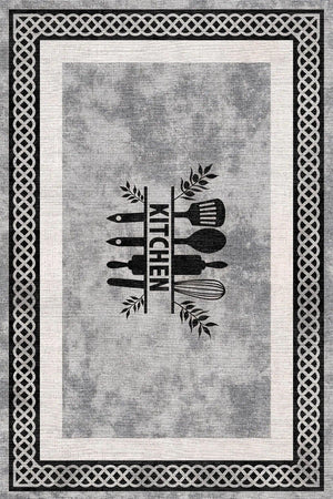 Ravona Modern Şönil Modern Yıkanabilir Kaymaz Pamuk Tabanlı Antibakteriyel Mutfak Halısı - Aydahome