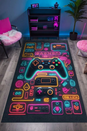 Caspect Modern Şönil Gaming Oyuncu Odası Halısı Dijital Baskılı Kaymaz Taban Yıkanabilir Gaming Halısı - Aydahome
