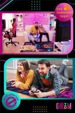 Boat Modern Şönil Gaming Oyuncu Odası Halısı Dijital Baskılı Kaymaz Taban Yıkanabilir Gaming Halısı - Aydahome