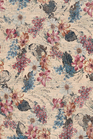 Elens Spring Bloom Çiçek Desenli Pamuk Tabanlı Yıkanabilen Kaydırmaz Antibakteriyel Şönil Salon Halısı - Aydahome