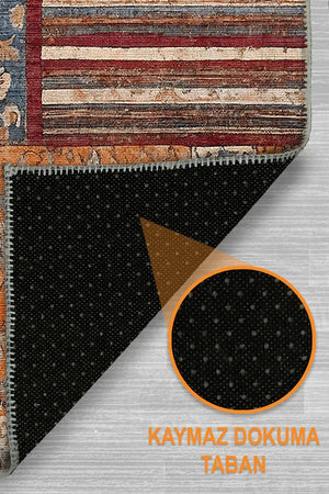 Sera Patchwork Şönil Doğal Pamuk Tabanlı Kaymaz Antibakteriyel Yıkanabilir Çevre Dostu Salon Halısı - Aydahome