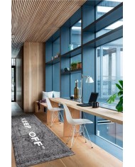 Medaglioane Gri Keep Off Pamuk Tabanlı Yıkanabilen Kaydırmaz Antibakteriyel Şönil Ofis Halısı